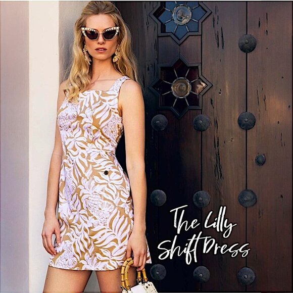 Lilly Pulitzer The Lilly Shift Dress in Rattan Bon Vivants NWT - Size 10 - Picture 1 of 9